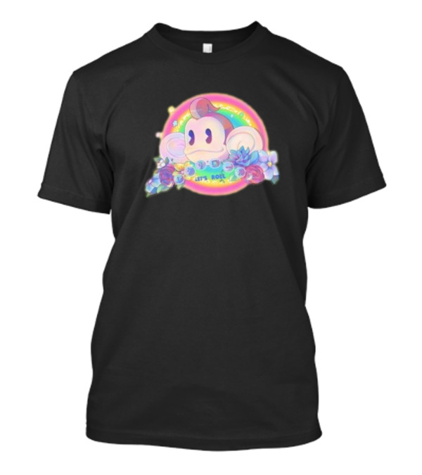Quit Monkeying Around Let's Roll With Rainbow Monkey And Flowers T-Shirt