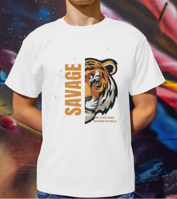Savage Be Your Own Reason To Smile Tiger Face T-Shirt