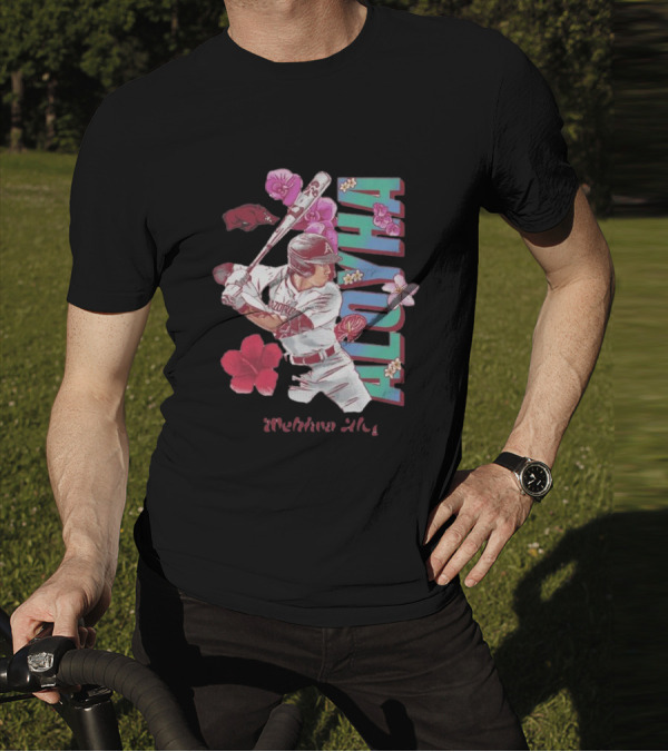 Wehiwa Aloyha Aloy Arkansas Baseball Flowers T-Shirt