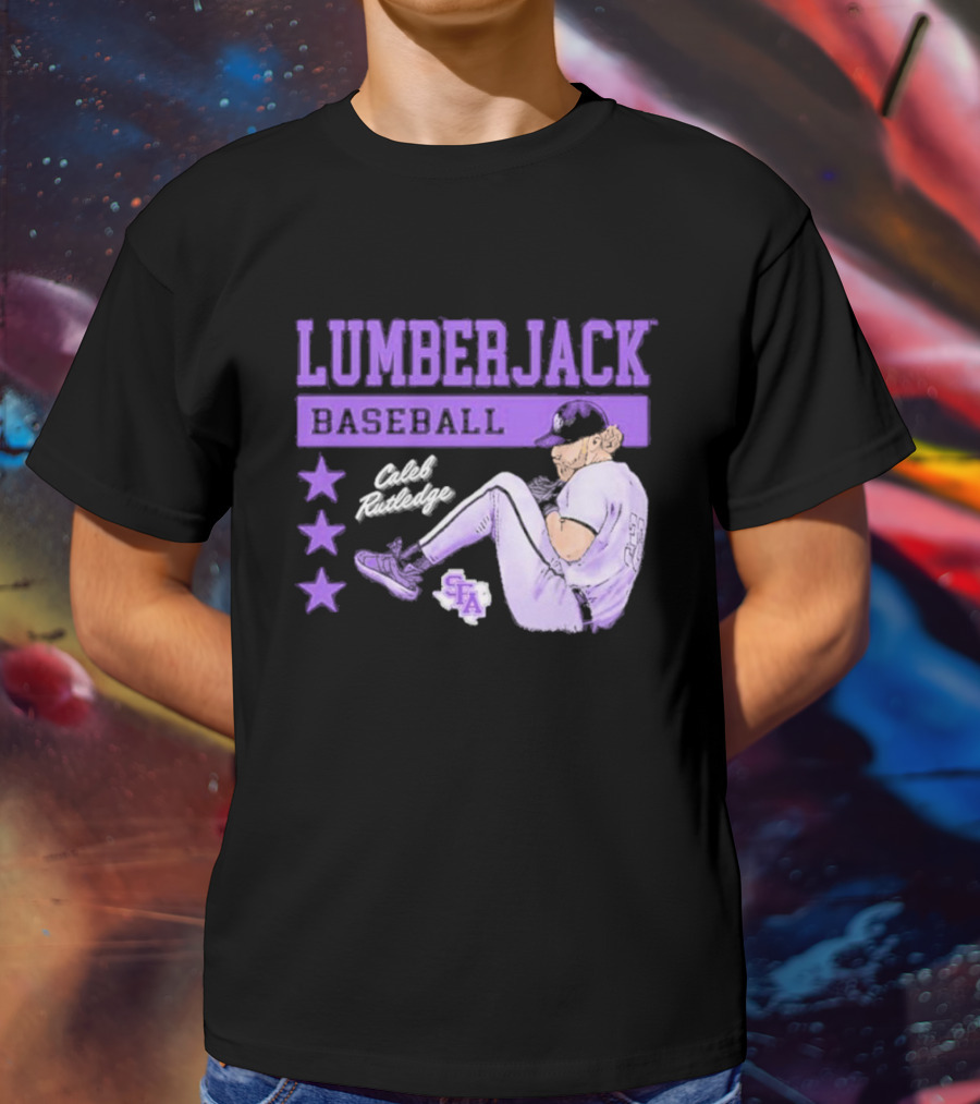 Lumberjack Baseball Caleb Rutledge SFA Cartoon T-Shirt