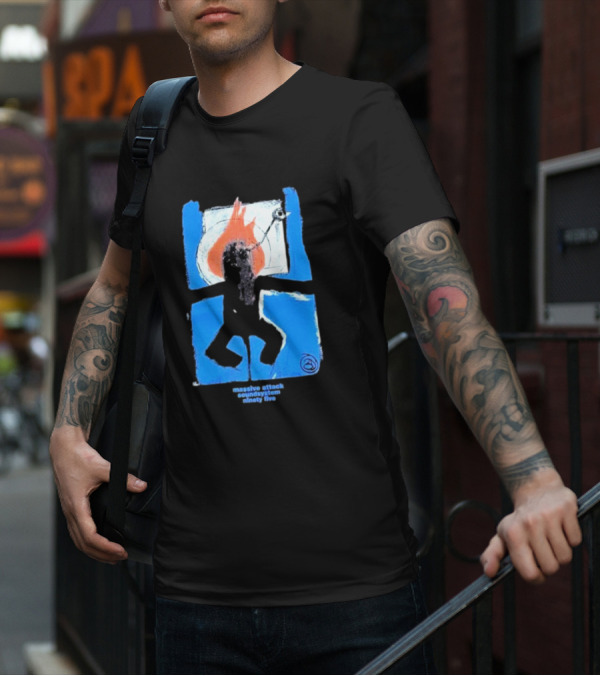 Massive Attack Soundsystem Ninety Five Fire Silhouette Blue Frame T-Shirt