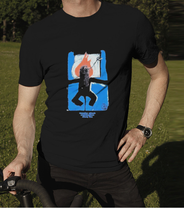 Massive Attack Soundsystem Ninety Five Fire Silhouette Blue Frame T-Shirt