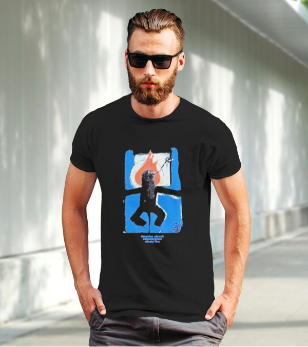 Massive Attack Soundsystem Ninety Five Fire Silhouette Blue Frame T-Shirt