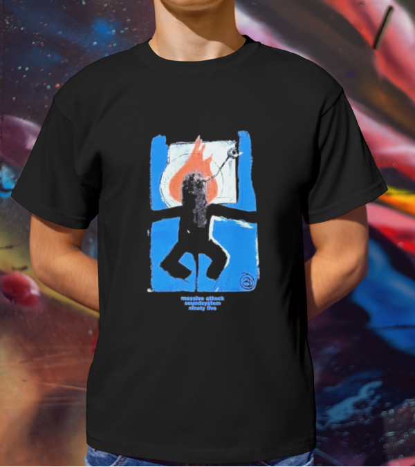 Massive Attack Soundsystem Ninety Five Fire Silhouette Blue Frame T-Shirt