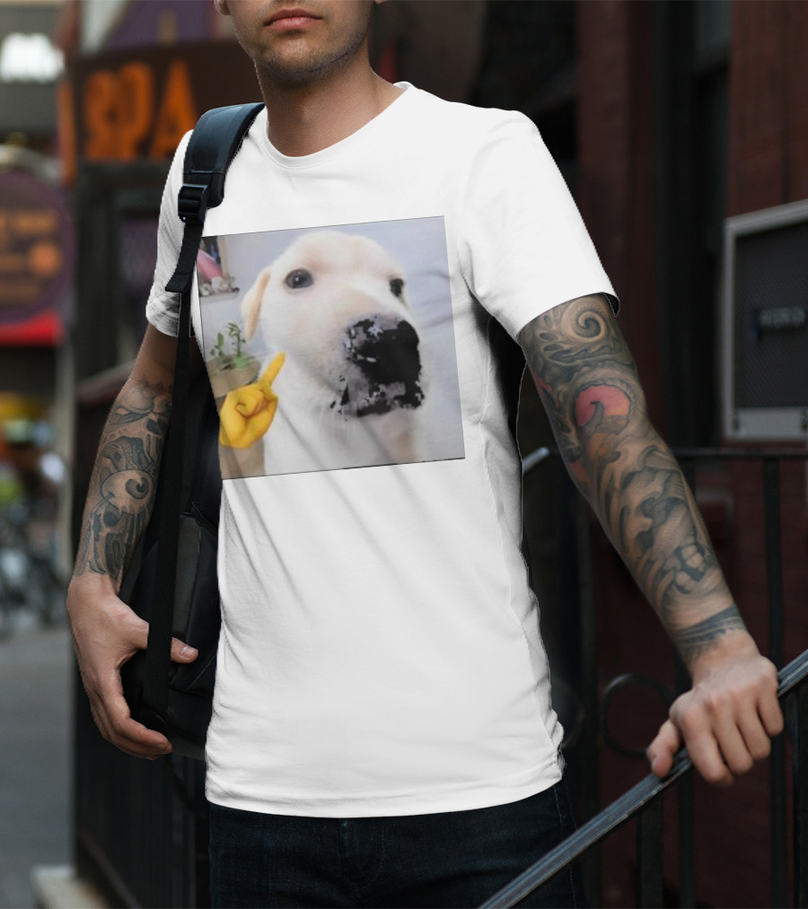 Mewing Cringe Cute Dog Meme Emoji Interaction T-Shirt