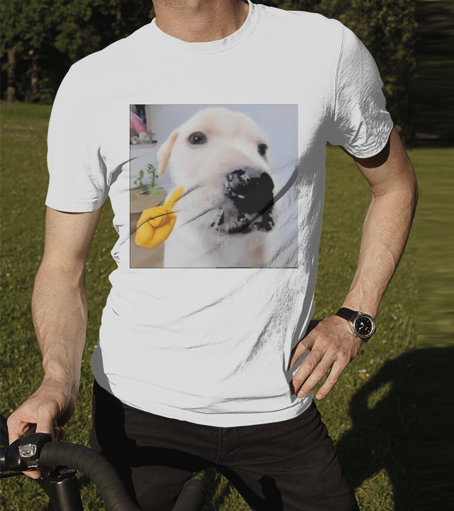 Mewing Cringe Cute Dog Meme Emoji Interaction T-Shirt