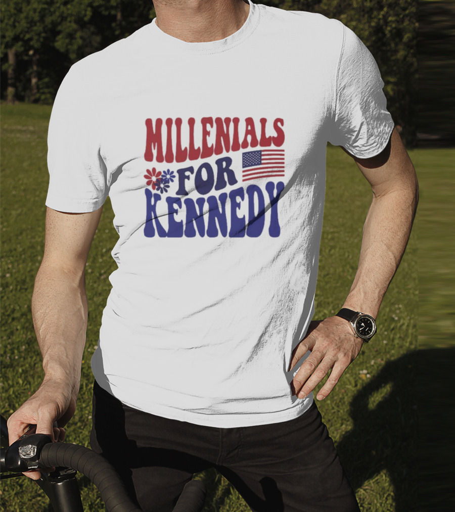 Millennials For Kennedy American Flag Flower Power T-Shirt