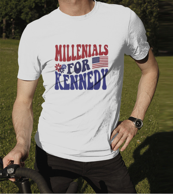 Millennials For Kennedy American Flag Flower Power T-Shirt
