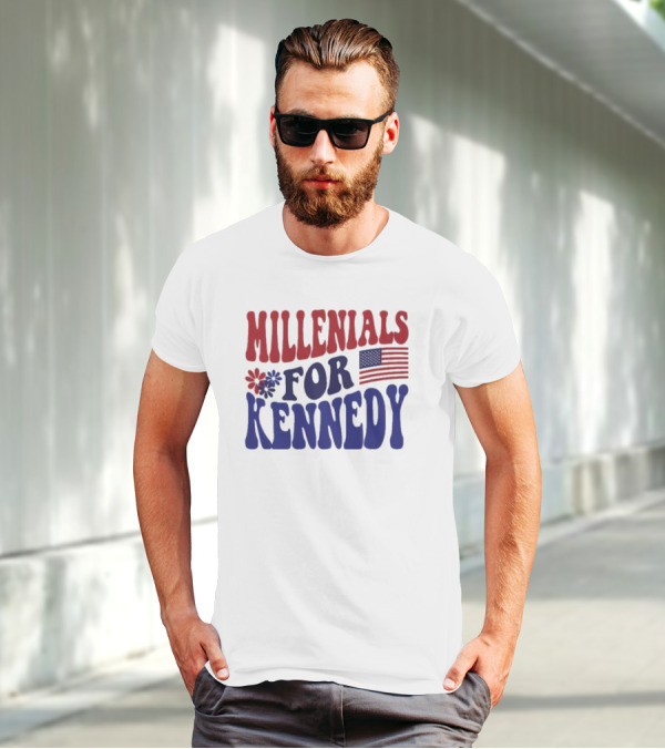 Millennials For Kennedy American Flag Flower Power T-Shirt