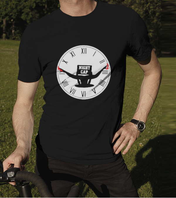 Night Cap Clock Roman Numerals Quarter To Three T-Shirt