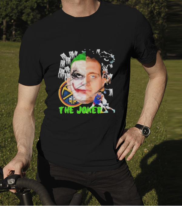 Nikola Jokic The Joker Face Featuring Denver Nuggets Basketball References T-Shirt