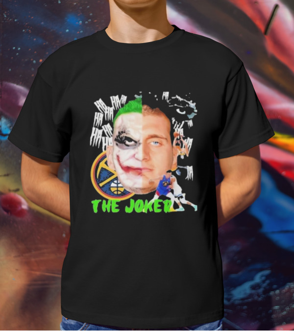 Nikola Jokic The Joker Face Featuring Denver Nuggets Basketball References T-Shirt