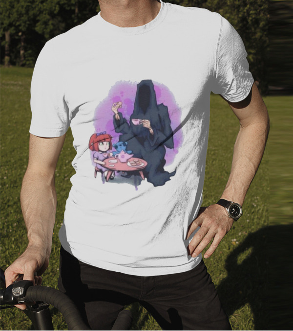 Tea Party With Grim Reaper And Little Girl T-Shirt