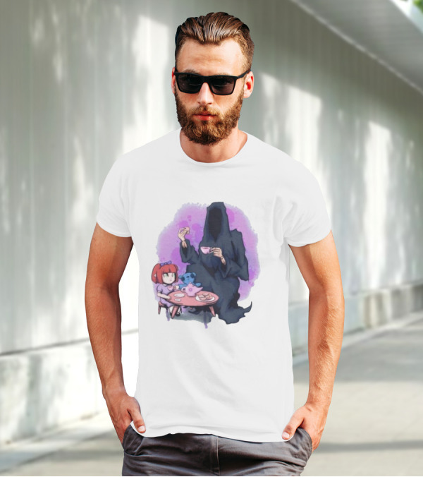 Tea Party With Grim Reaper And Little Girl T-Shirt