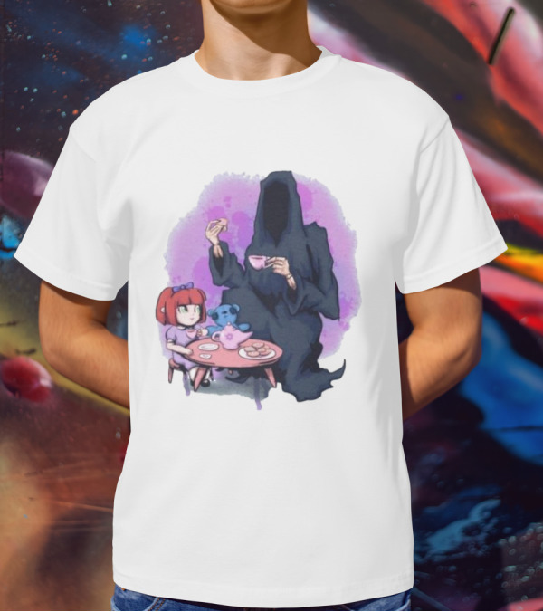Tea Party With Grim Reaper And Little Girl T-Shirt