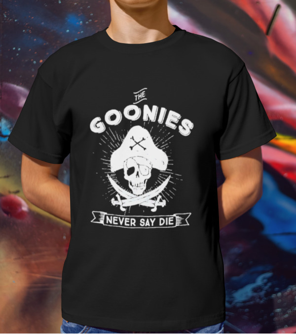 The Goonies Never Say Die Pirate Skull Crossed Swords T-Shirt