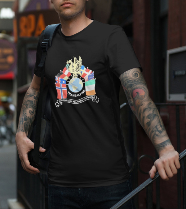 Transalpino Global Supporters With Flags And Globe Emblem T-Shirt