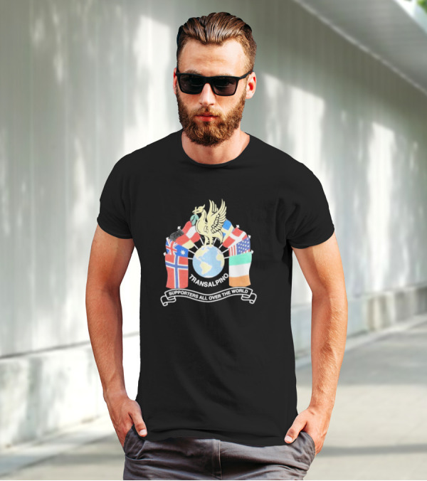 Transalpino Global Supporters With Flags And Globe Emblem T-Shirt