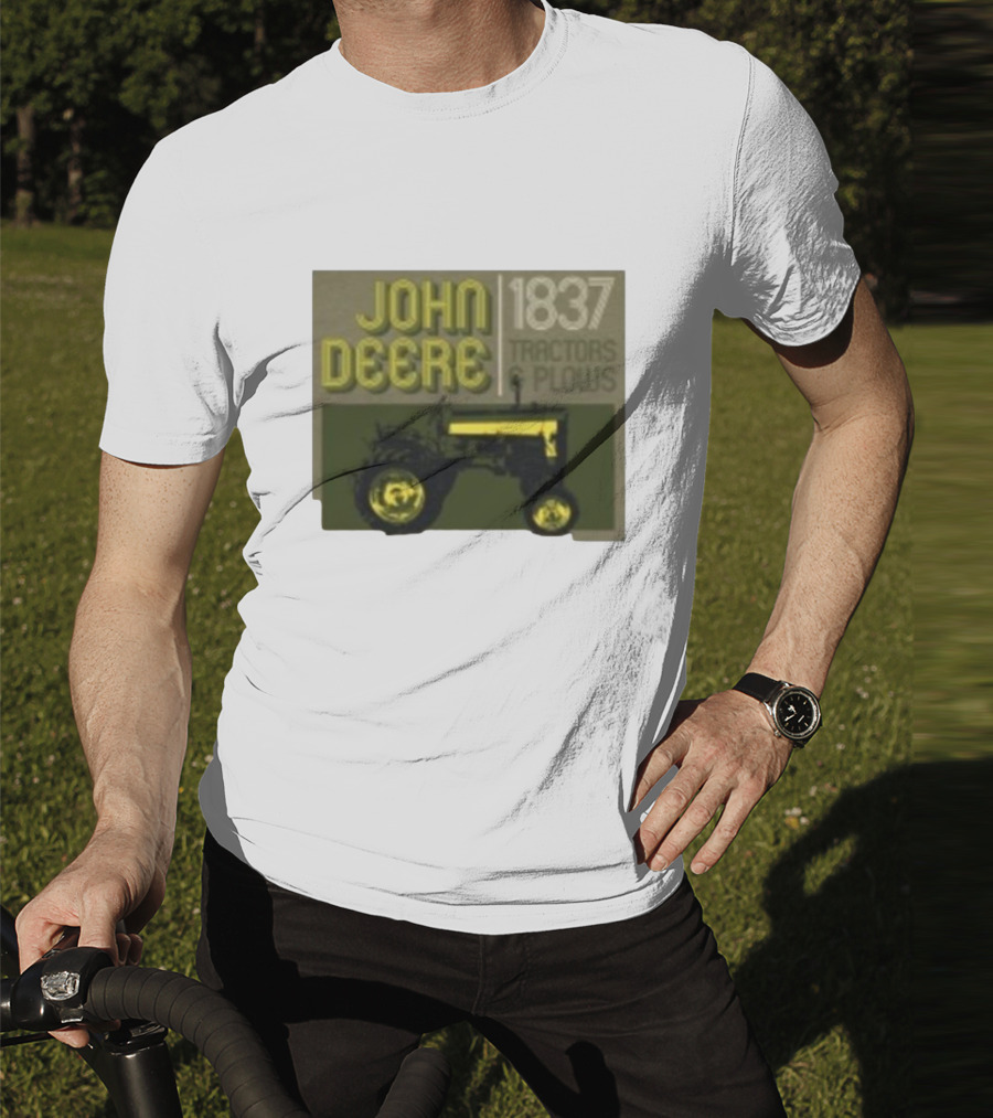 John Deere 1837 Tractors Plows Vintage Logo With Green Tractor Iconic T-Shirt
