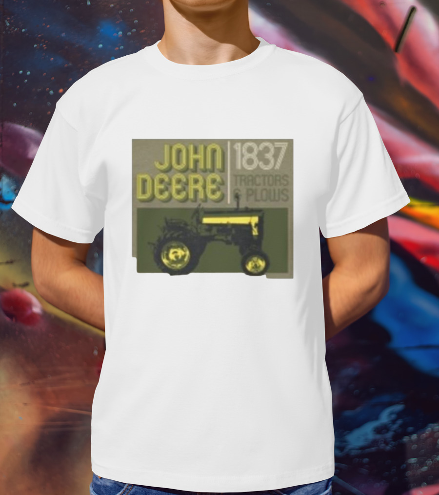 John Deere 1837 Tractors Plows Vintage Logo With Green Tractor Iconic T-Shirt