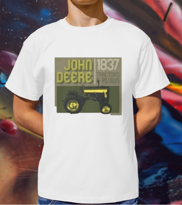 John Deere 1837 Tractors Plows Vintage Logo With Green Tractor Iconic T-Shirt