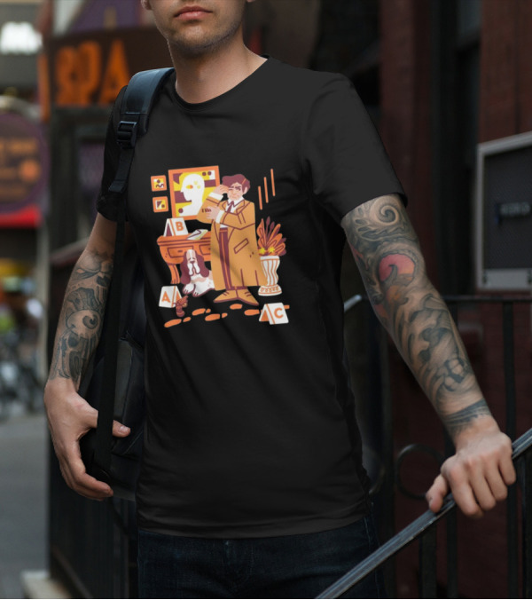 Just One More Thing Columbo Detective Classic Scene With Dog And ABC Cards T-Shirt