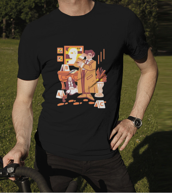Just One More Thing Columbo Detective Classic Scene With Dog And ABC Cards T-Shirt