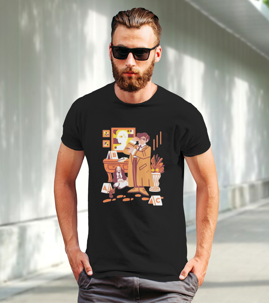 Just One More Thing Columbo Detective Classic Scene With Dog And ABC Cards T-Shirt