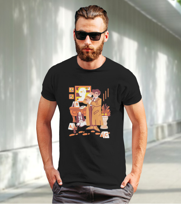 Just One More Thing Columbo Detective Classic Scene With Dog And ABC Cards T-Shirt