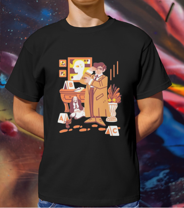 Just One More Thing Columbo Detective Classic Scene With Dog And ABC Cards T-Shirt
