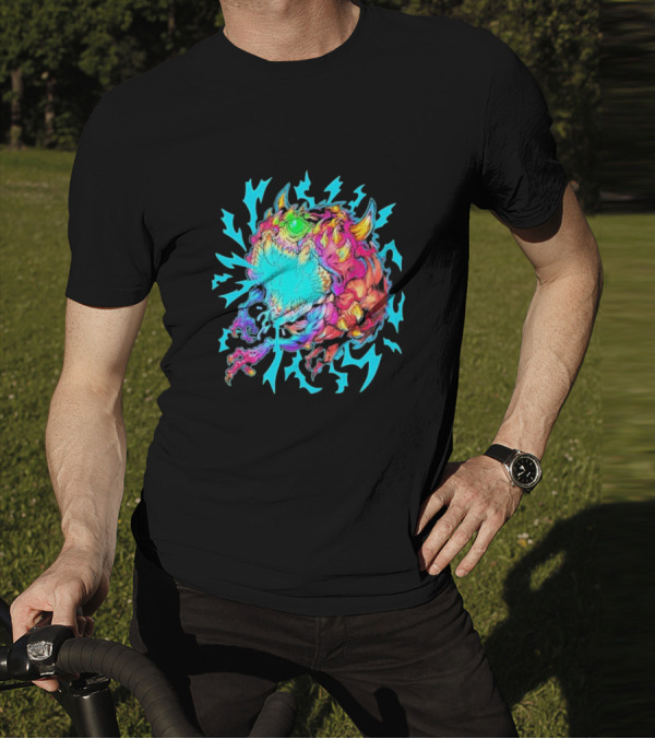 Doom Cacodemon Beast Wreck Neon Monster Explosion T-Shirt