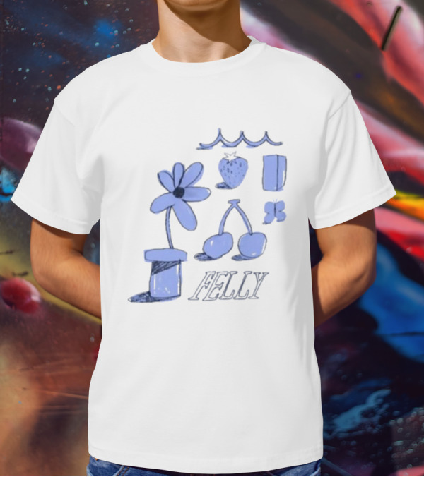 Felly Flower Heart Cherry Butterfly Wavy T-Shirt