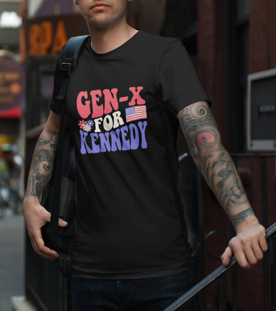 Gen-X For Kennedy American Flag Flower Power T-Shirt