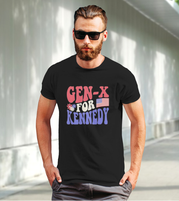 Gen-X For Kennedy American Flag Flower Power T-Shirt
