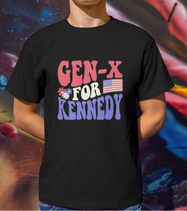 Gen-X For Kennedy American Flag Flower Power T-Shirt