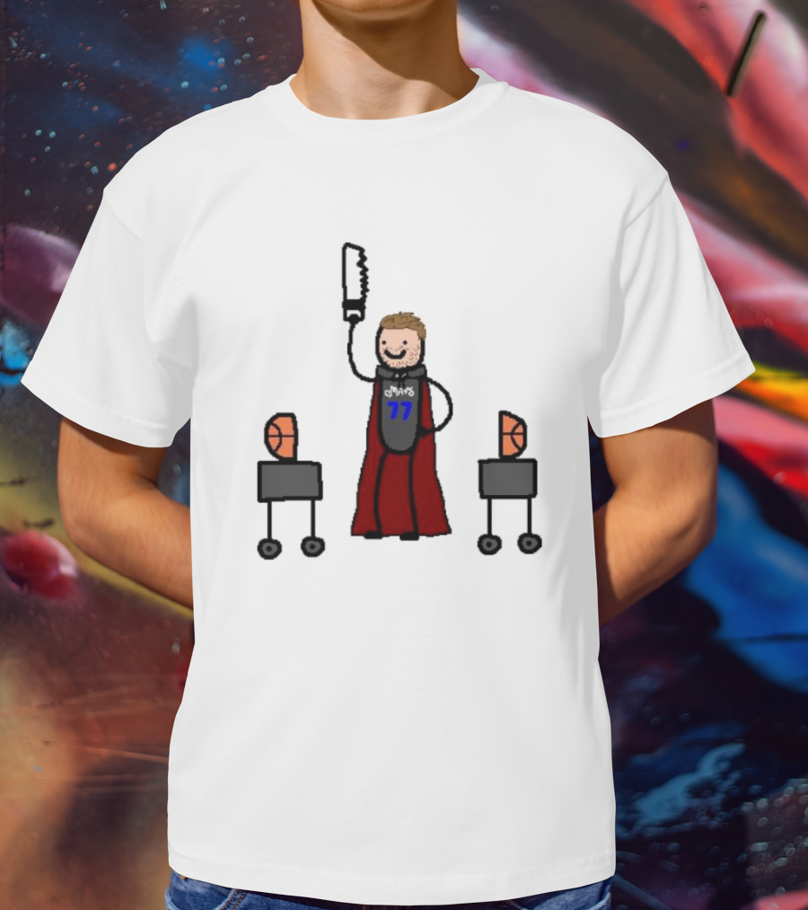 Luka Magic Cut The Basketball In Half NBA Paint Art Style 77 T-Shirt