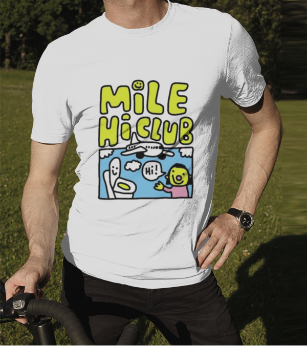 Mile Hi Club Airplane Bathroom Cartoon Hi Smiley Face T-Shirt
