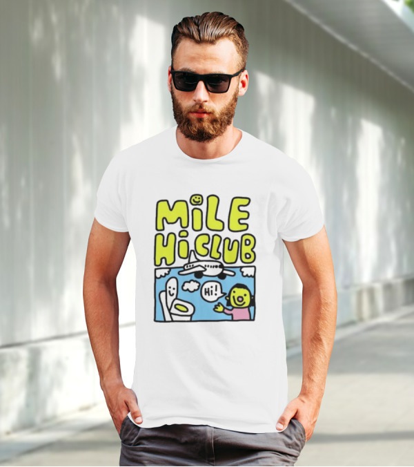 Mile Hi Club Airplane Bathroom Cartoon Hi Smiley Face T-Shirt