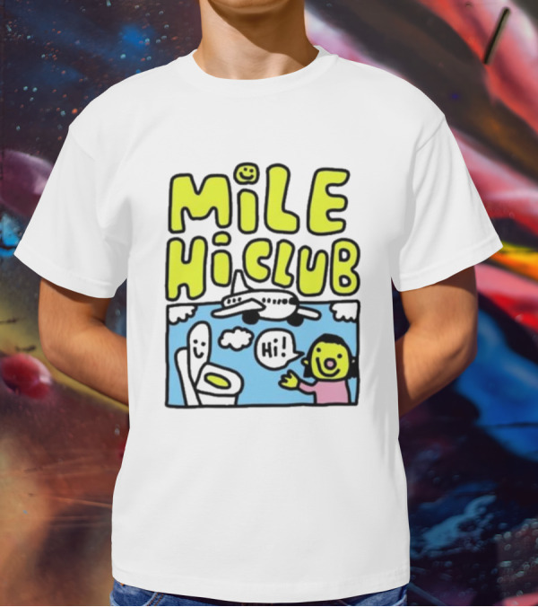 Mile Hi Club Airplane Bathroom Cartoon Hi Smiley Face T-Shirt