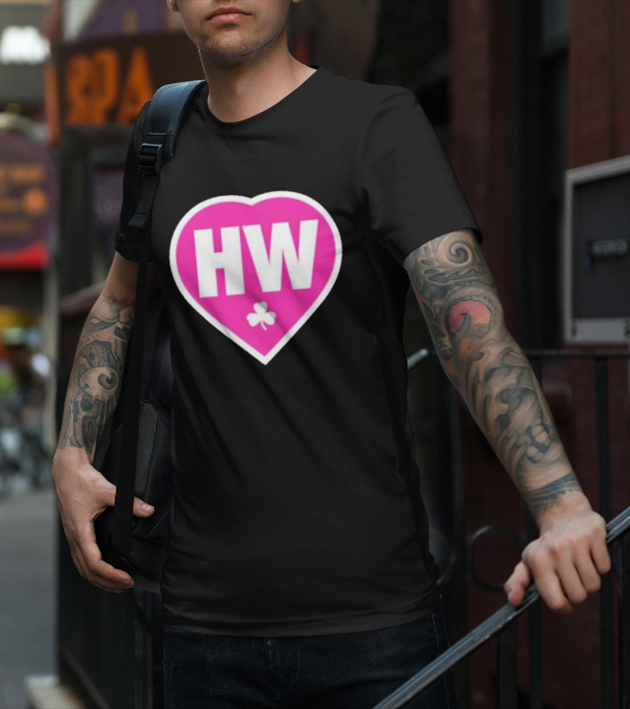 Celtics HW Heart With Pink Clover Move4Heather T-Shirt