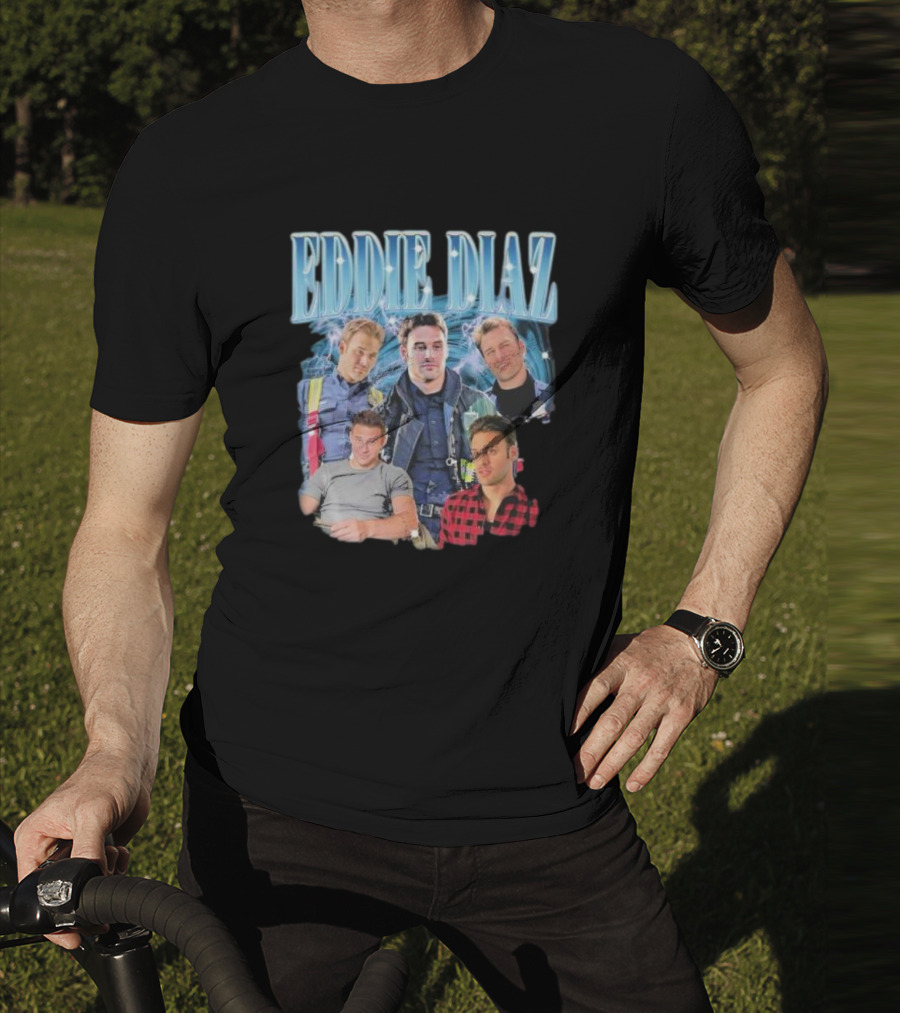 Eddie Diaz Firefighter Tribute Montage T-Shirt