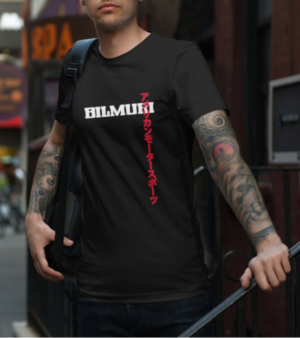 Bilmuri American Motorsports Japanese Text T-Shirt