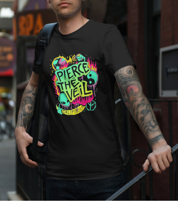 Pierce The Veil California Alien Peace Planet Flame T-Shirt