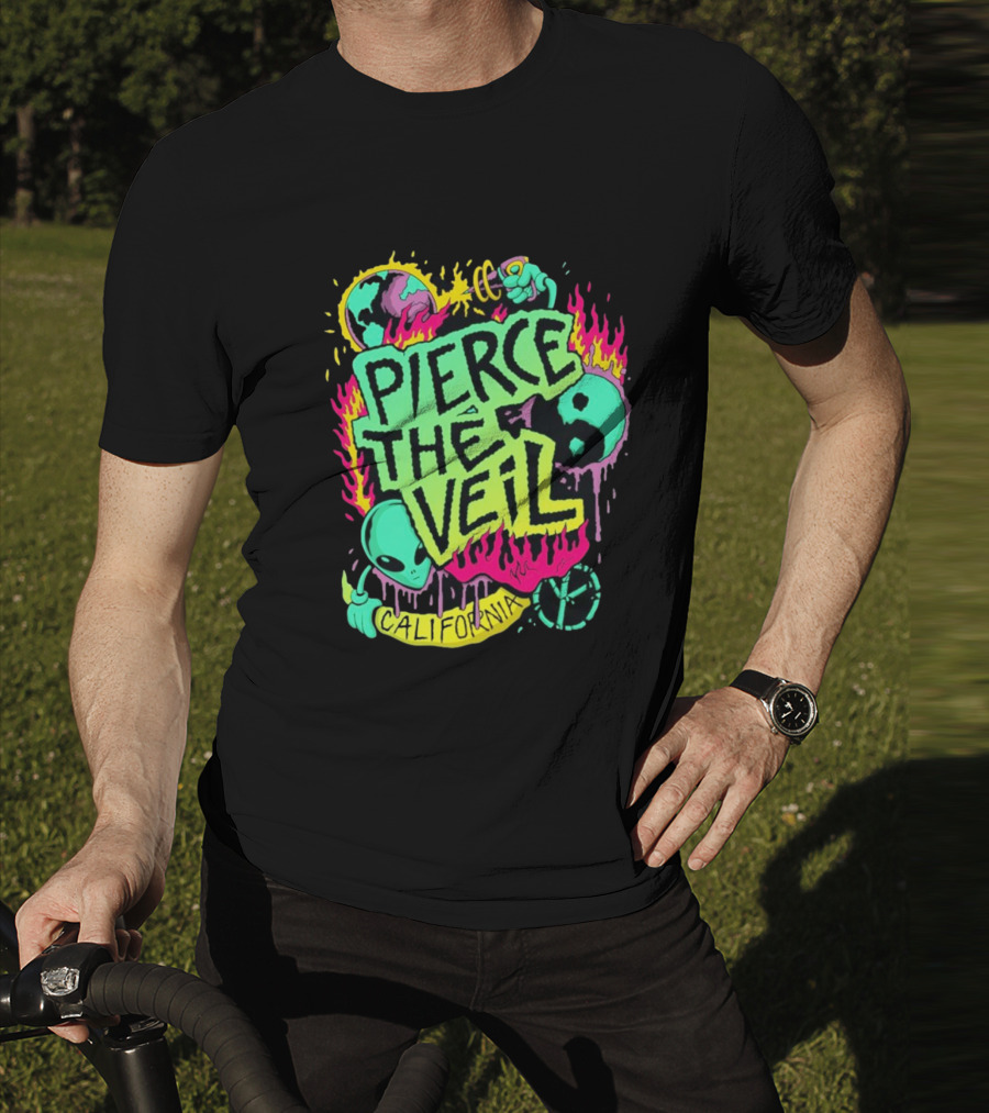Pierce The Veil California Alien Peace Planet Flame T-Shirt