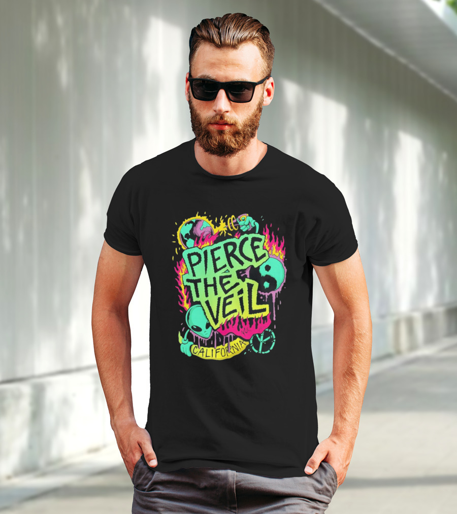 Pierce The Veil California Alien Peace Planet Flame T-Shirt