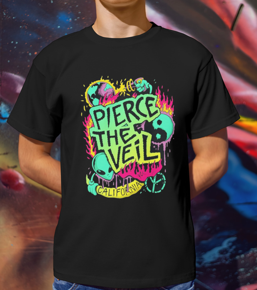 Pierce The Veil California Alien Peace Planet Flame T-Shirt