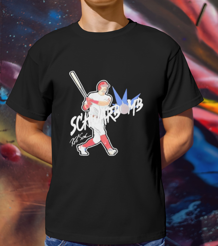 Schwarbomb Illustrated Baseball Swing With Signature Elements T-Shirt