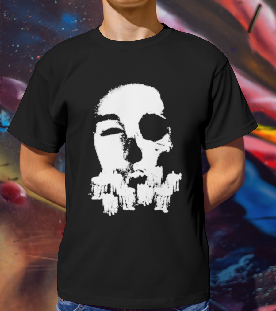 Turnabout Grayscale Face With Abstract Text T-Shirt