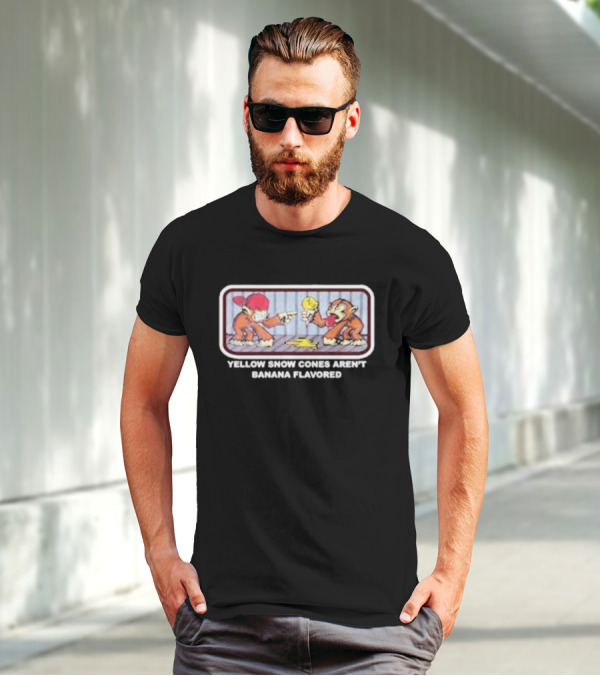 Yellow Snow Cones Aren't Banana Flavored Cartoon Monkey Humor T-Shirt