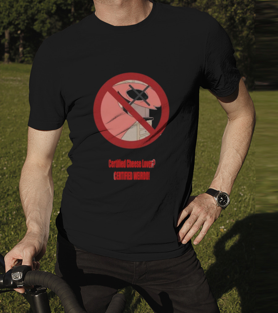 Certified Cheese Lover Certified Weirdo Dj Spitz No Face Silhouette In Red Circle T-Shirt